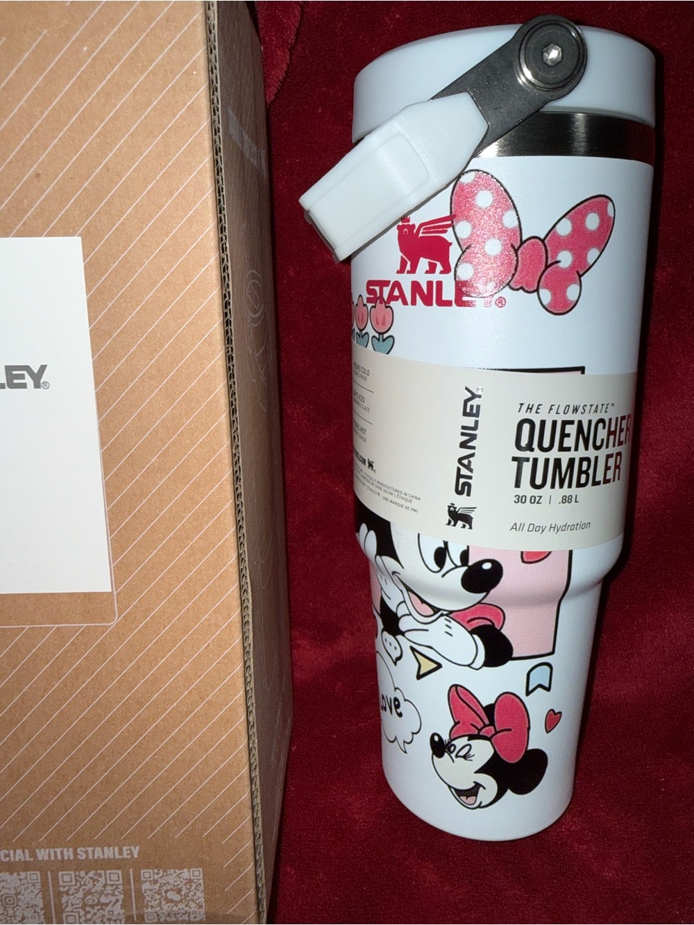 Stanley Minnie Mouse White and Pink 30 oz. H2.0 Quencher Tumbler - New